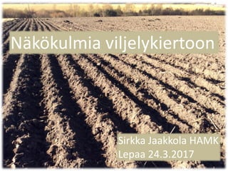 Näkökulmia viljelykiertoon
Sirkka Jaakkola HAMK
Lepaa 24.3.2017
 