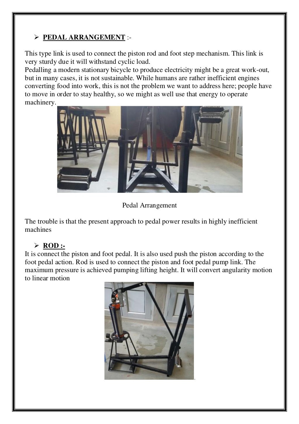 Pedal Powered Water Pump