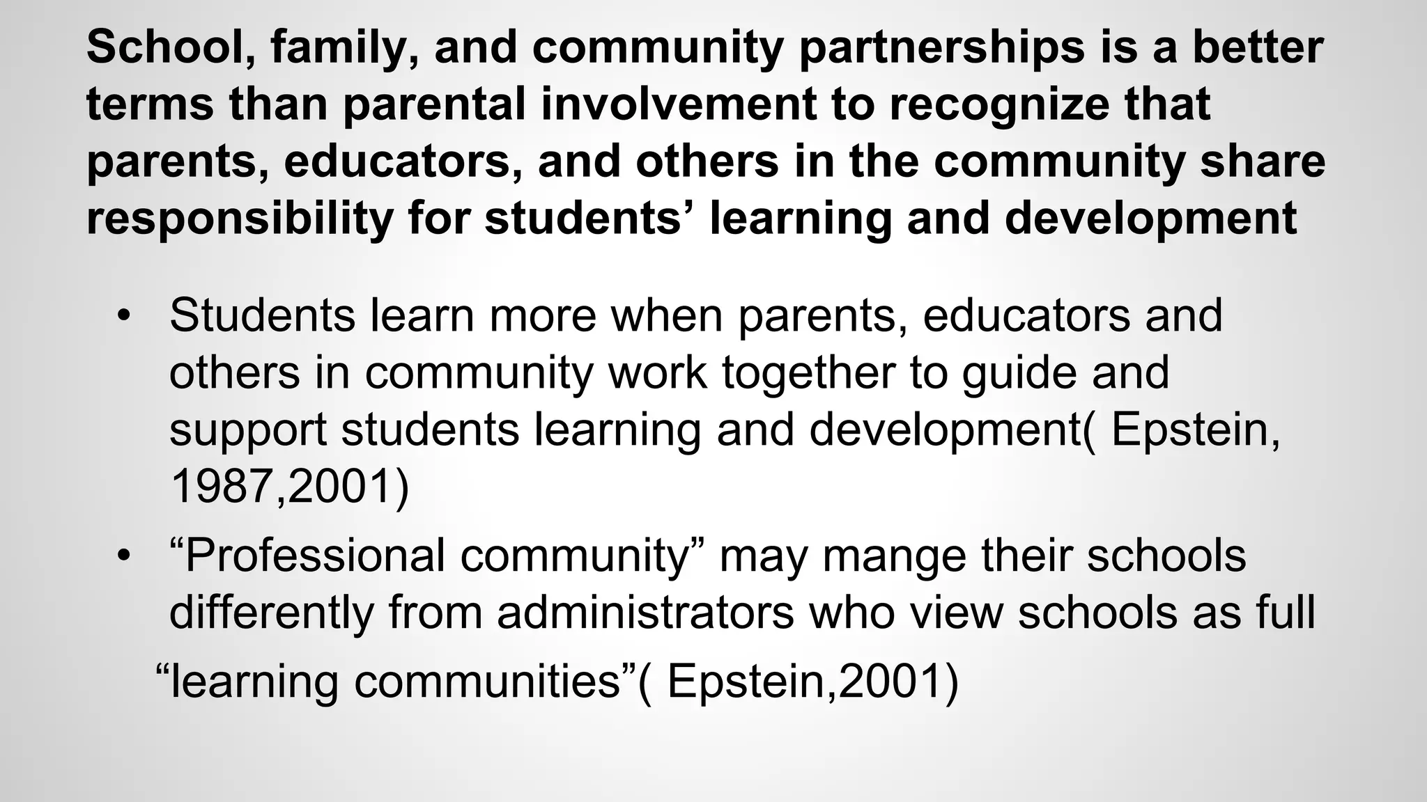 Ideas for research on school, family, and community partnerships | PPTX