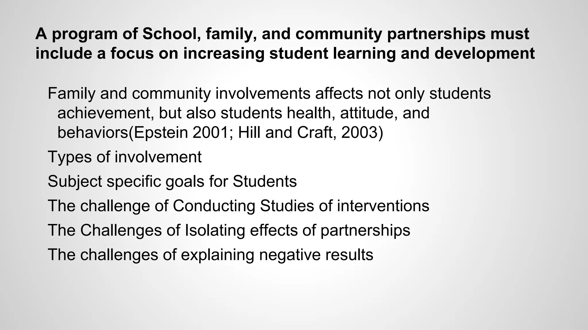 Ideas for research on school, family, and community partnerships | PPTX