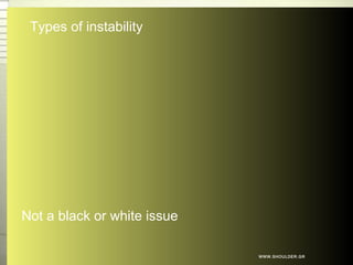 Types of instability
Not a black or white issue
WWW.SHOULDER.GR
 