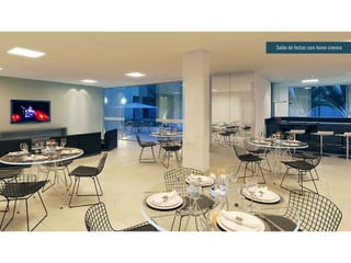 Salão de festas com home cinema 
 