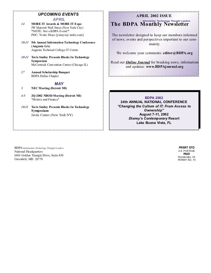 Newsletter National Bdpa Apr 2002