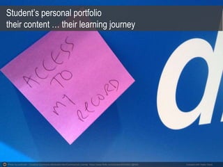 Photo by podnosh - Creative Commons Attribution-NonCommercial License https://www.flickr.com/photos/95342621@N00 Created with Haiku Deck
Student’s personal portfolio
their content … their learning journey
 