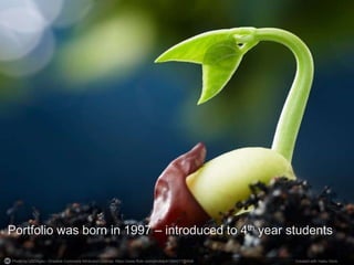 Photo by USDAgov - Creative Commons Attribution License https://www.flickr.com/photos/41284017@N08 Created with Haiku Deck
Portfolio was born in 1997 – introduced to 4th year students
 