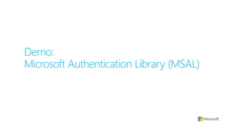 Demo:
Microsoft Authentication Library (MSAL)
 