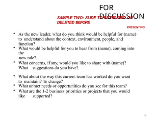 New Leader Assimilation - A guide for new leader to lead a team | PPTX