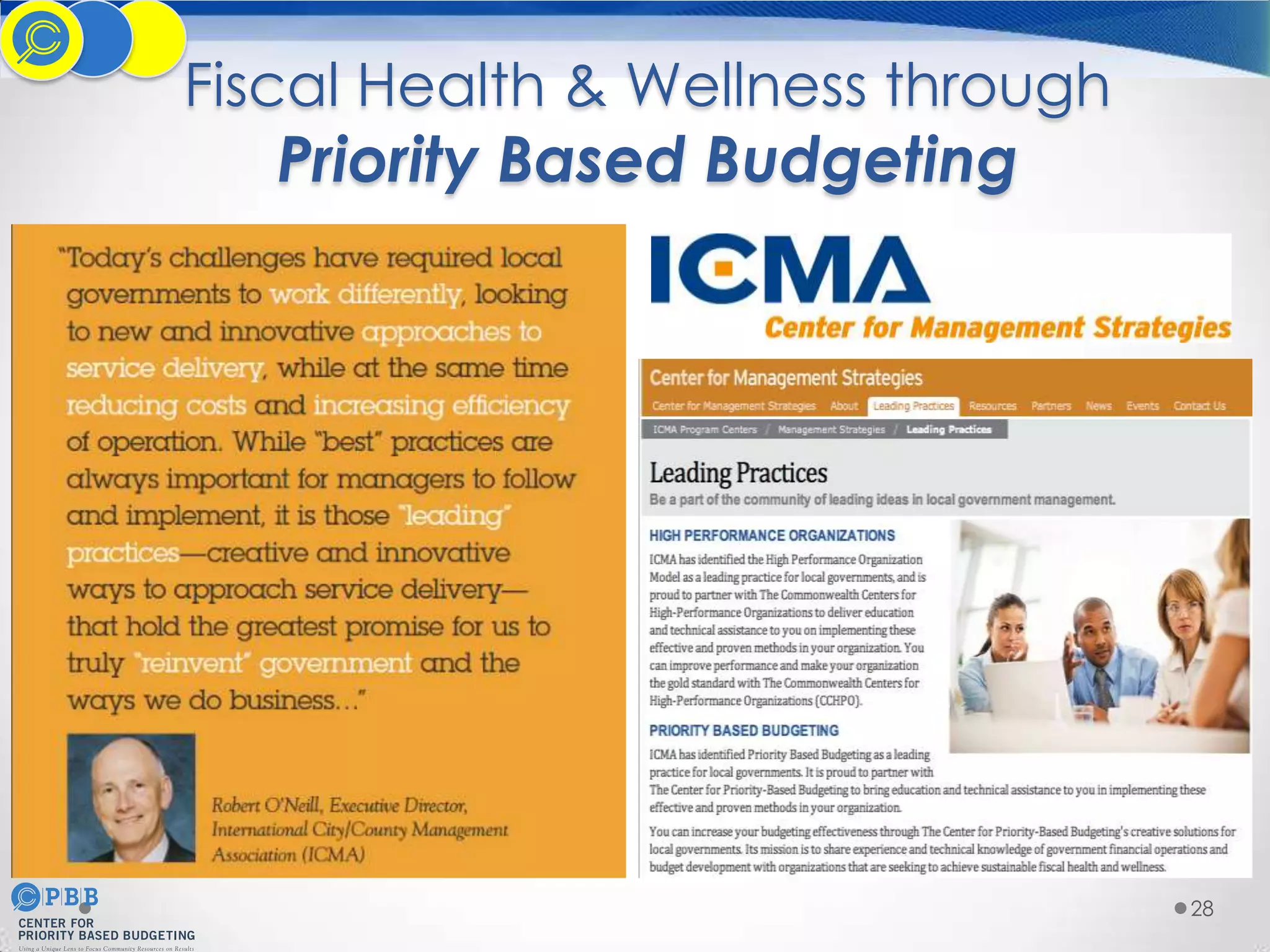 Fiscal Health & Wellness through

Priority Based Budgeting

28

 