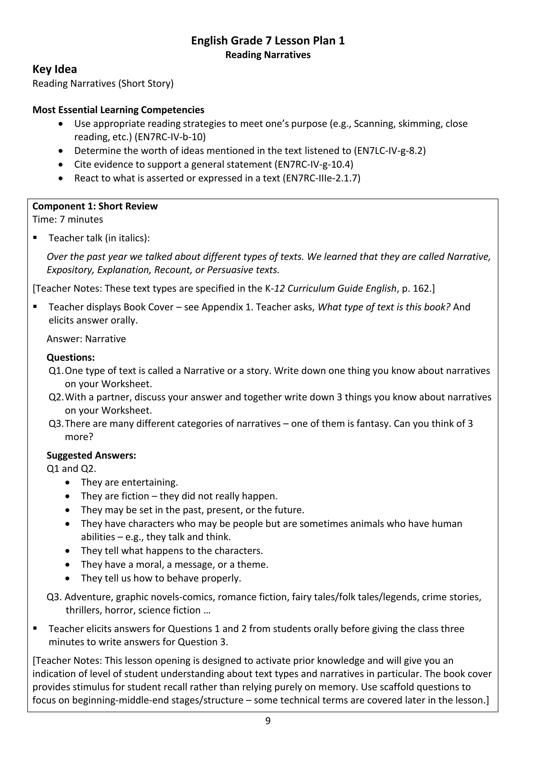 NLC English 7 Consolidation Lesson plan for teacher | PDF