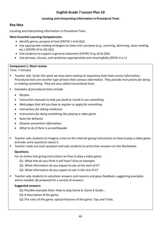 NLC English 7 Consolidation Lesson plan for teacher | PDF