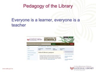 Pedagogy of the Library

Everyone is a learner, everyone is a
teacher
 