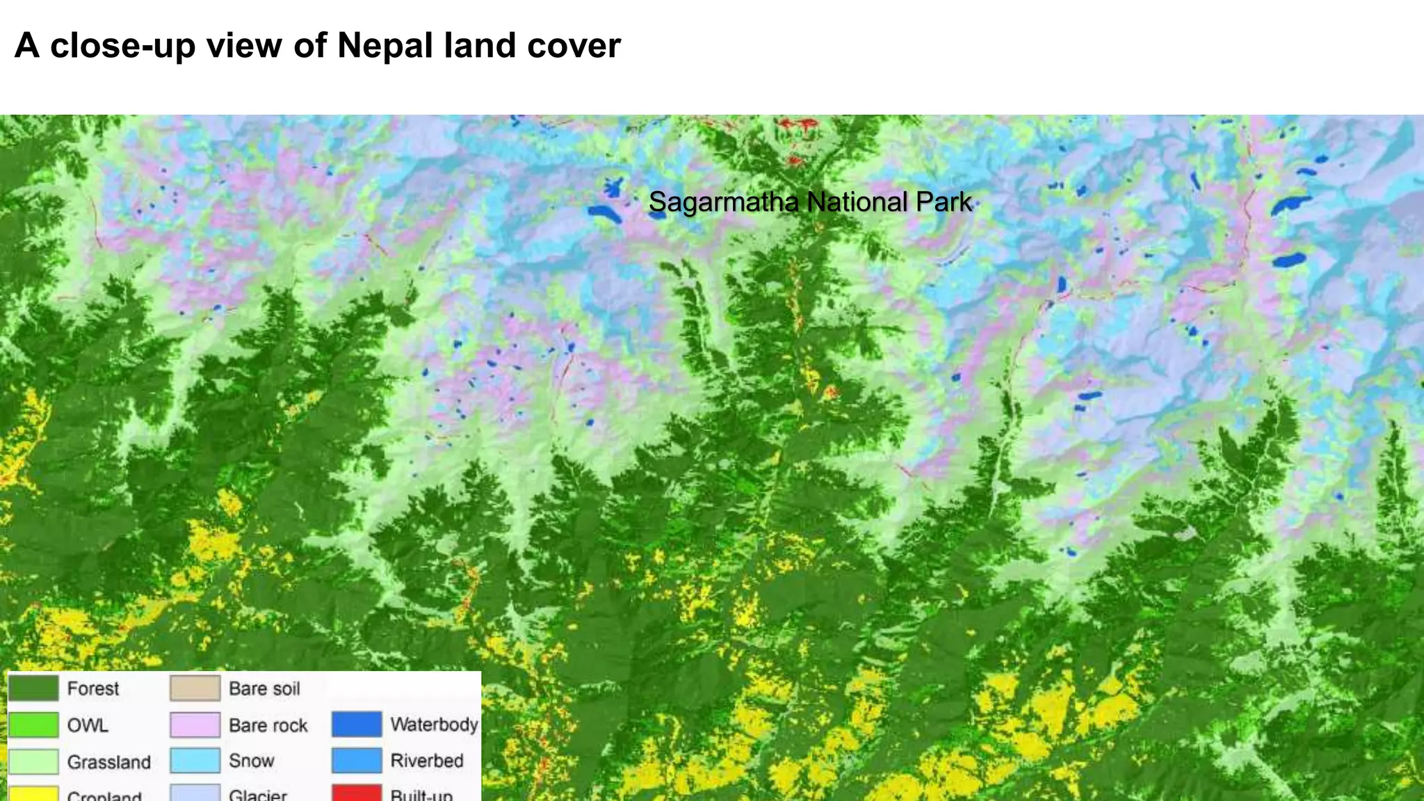 A close-up view of Nepal land cover
Sagarmatha National Park
 