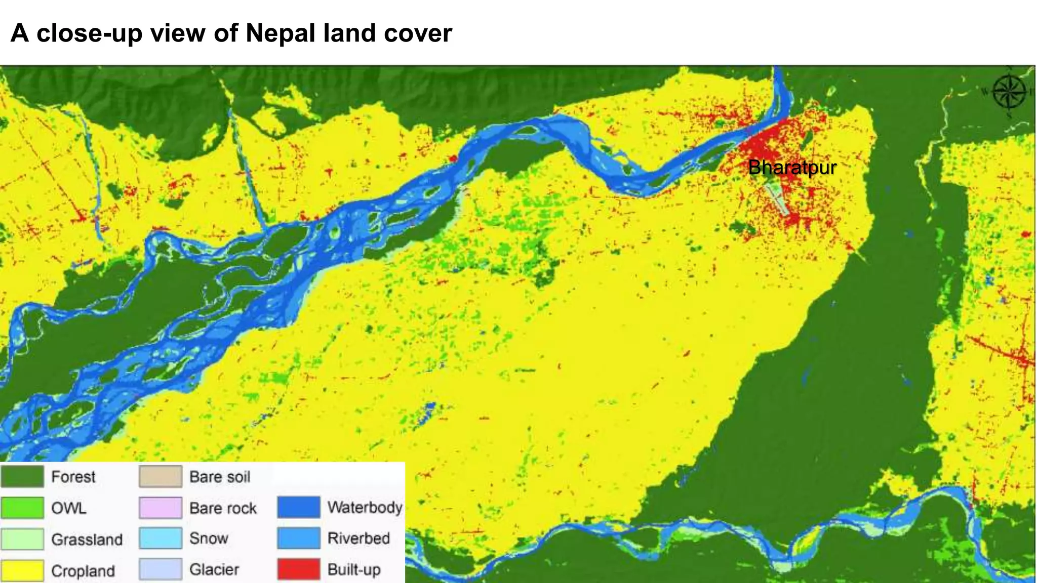 A close-up view of Nepal land cover
Bharatpur
 