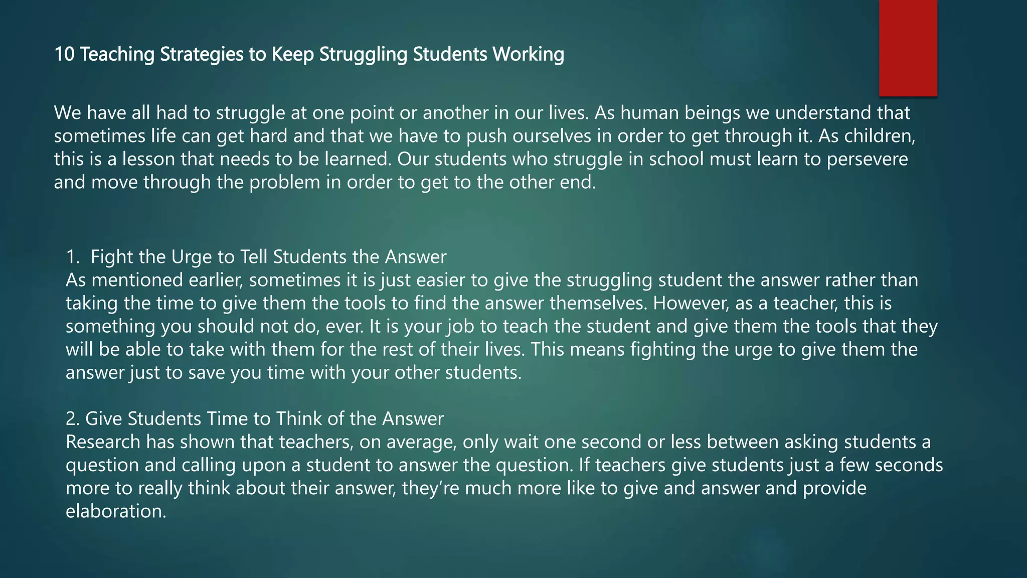 Strategies to Address Needs of Struggling Students | PPTX