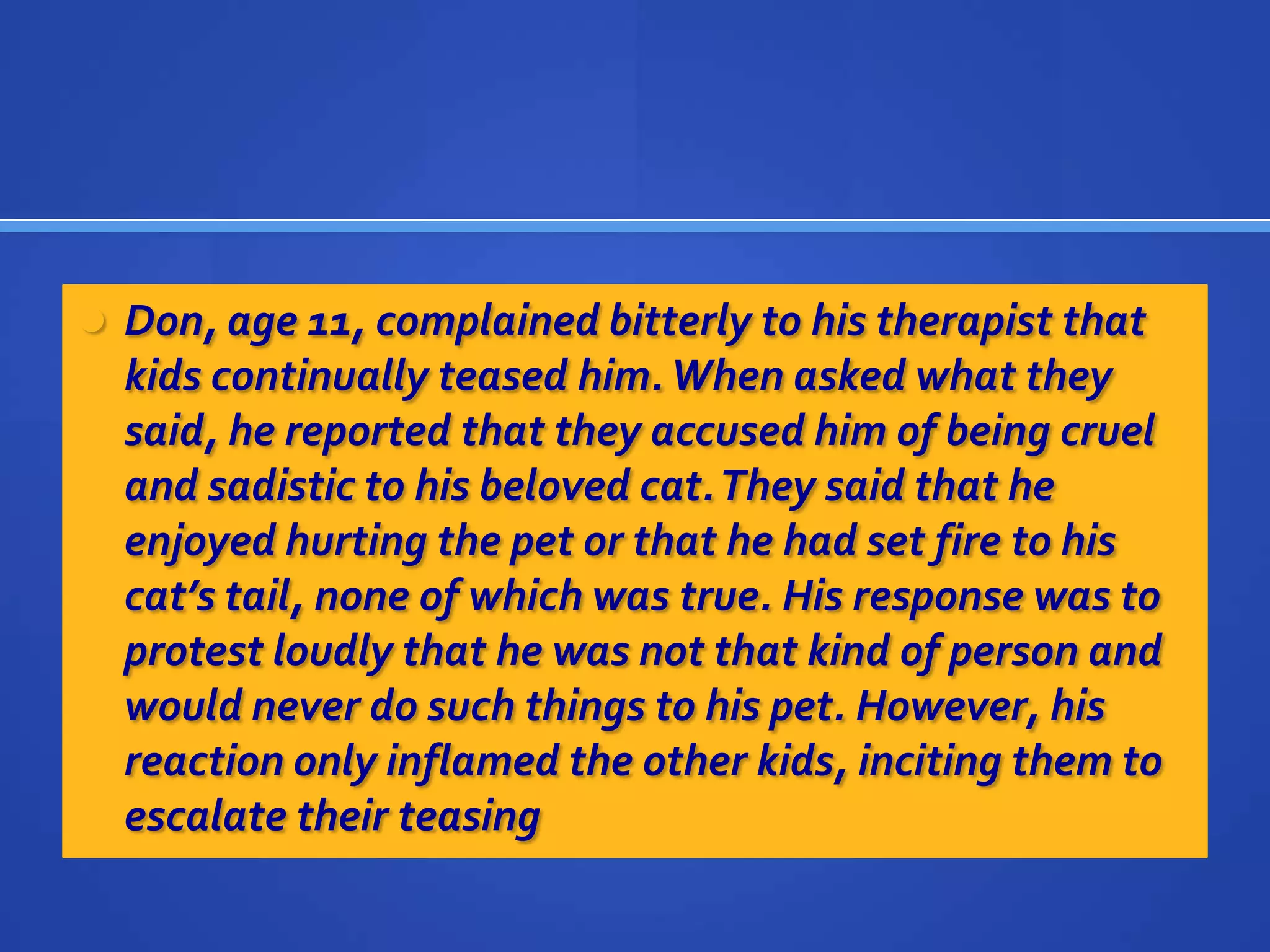 High School Yearsearly job experience performance problems are commonhas difficulty learning to drive, can't coordinate the use of a manual shift is socially immature; may be seen as a "nerd" or "weird" by classmates has low self-esteem; is prone to depression, withdrawal, anxiety, and suicide