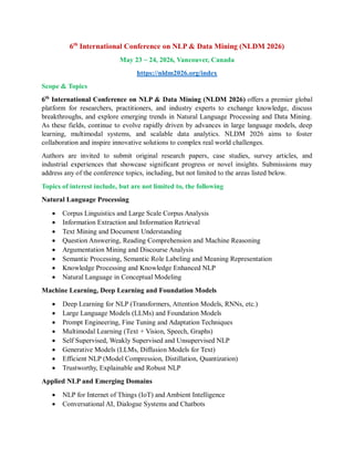 6th International Conference on NLP & Data Mining (NLDM 2026) | PDF