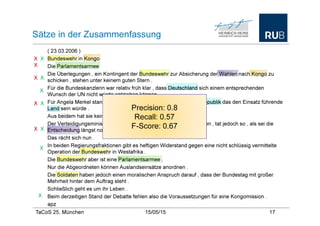 TaCoS 25, München 21/05/15 19
Einfachste Textgenerierungsprojekte (2)
• Bei einer ausreichend großen Datenbasis kann diese...