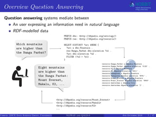 Overview Question Answering
Question answering systems mediate between
An user expressing an information need in natural l...