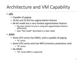 Illustrated
13
1
Segment
1
2
3
5
4
3
1
2
4
VA PA
1 4
2 1
3 3
5 2
2
~
4
Seg Star
t
End
1 2 4
1
Virtual Memory Physical Memory
Page Table
Segment Desc.
Paging
Segmentation
 