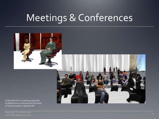 Meetings & Conferences<br />10<br />Copyright Tim Jones 2010   communicatescience.com<br />Screenshot from a meeting organ...
