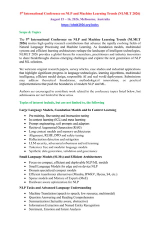 5th International Conference on NLP and Machine Learning Trends (NLMLT ...