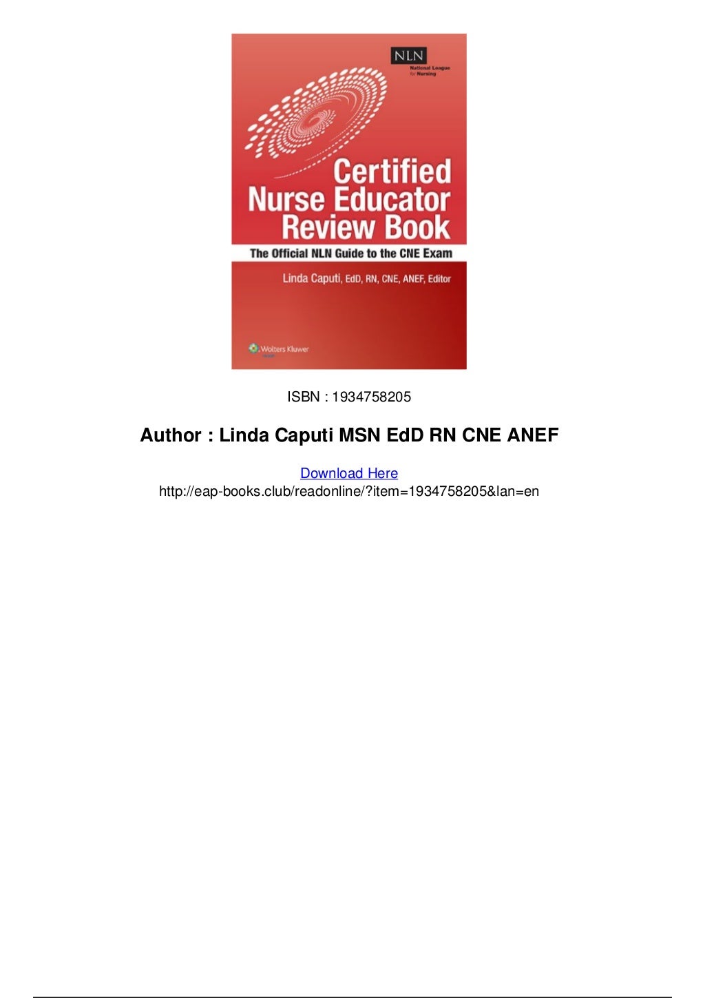 Nlns certified nurse educator review the official national league for nursing guide pdf
