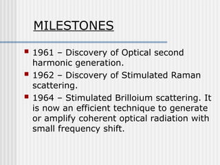 Milestone Raman non linear optical phenomena and its basic concepts | PPT