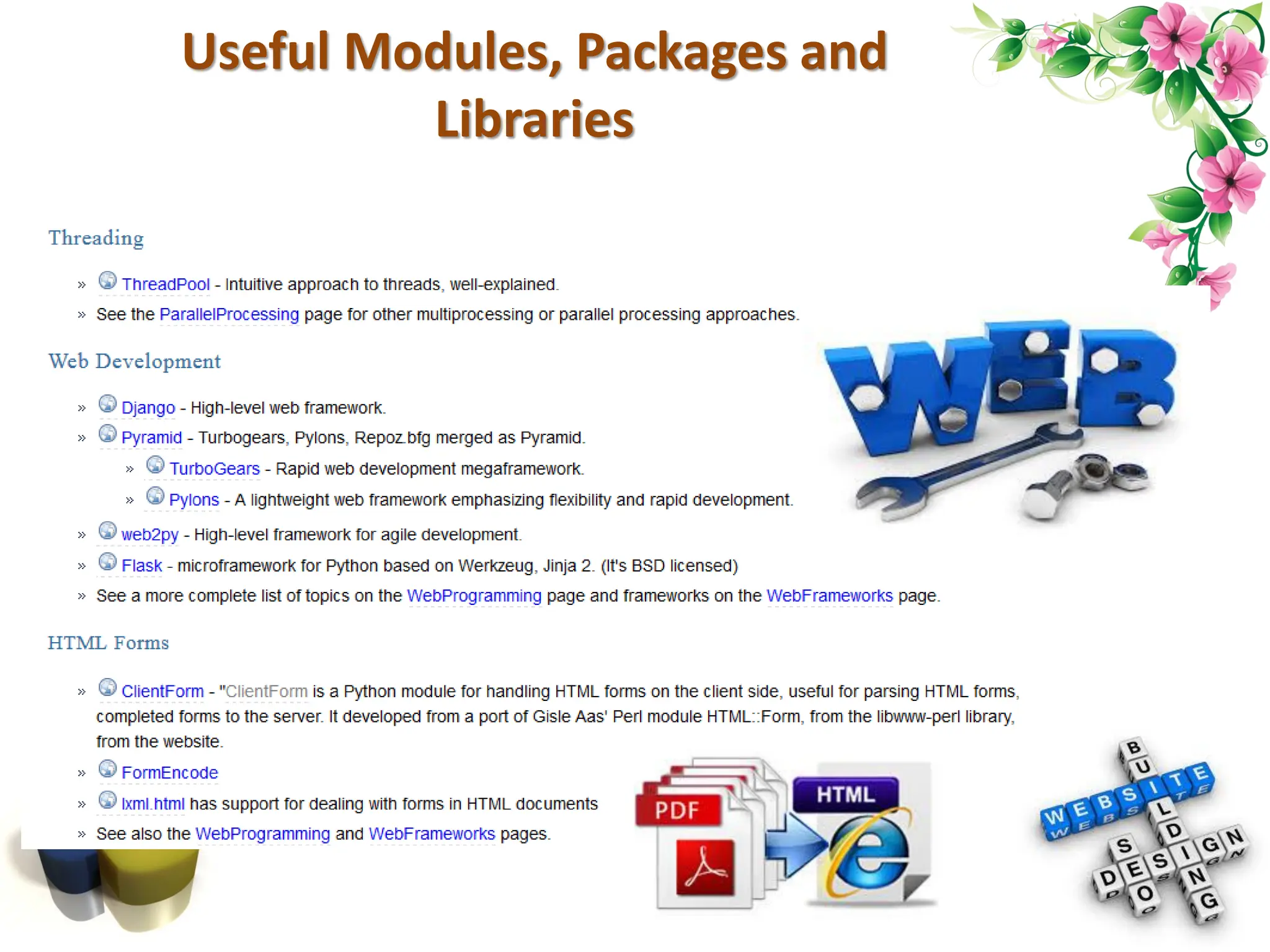 Useful Modules, Packages and Libraries 
