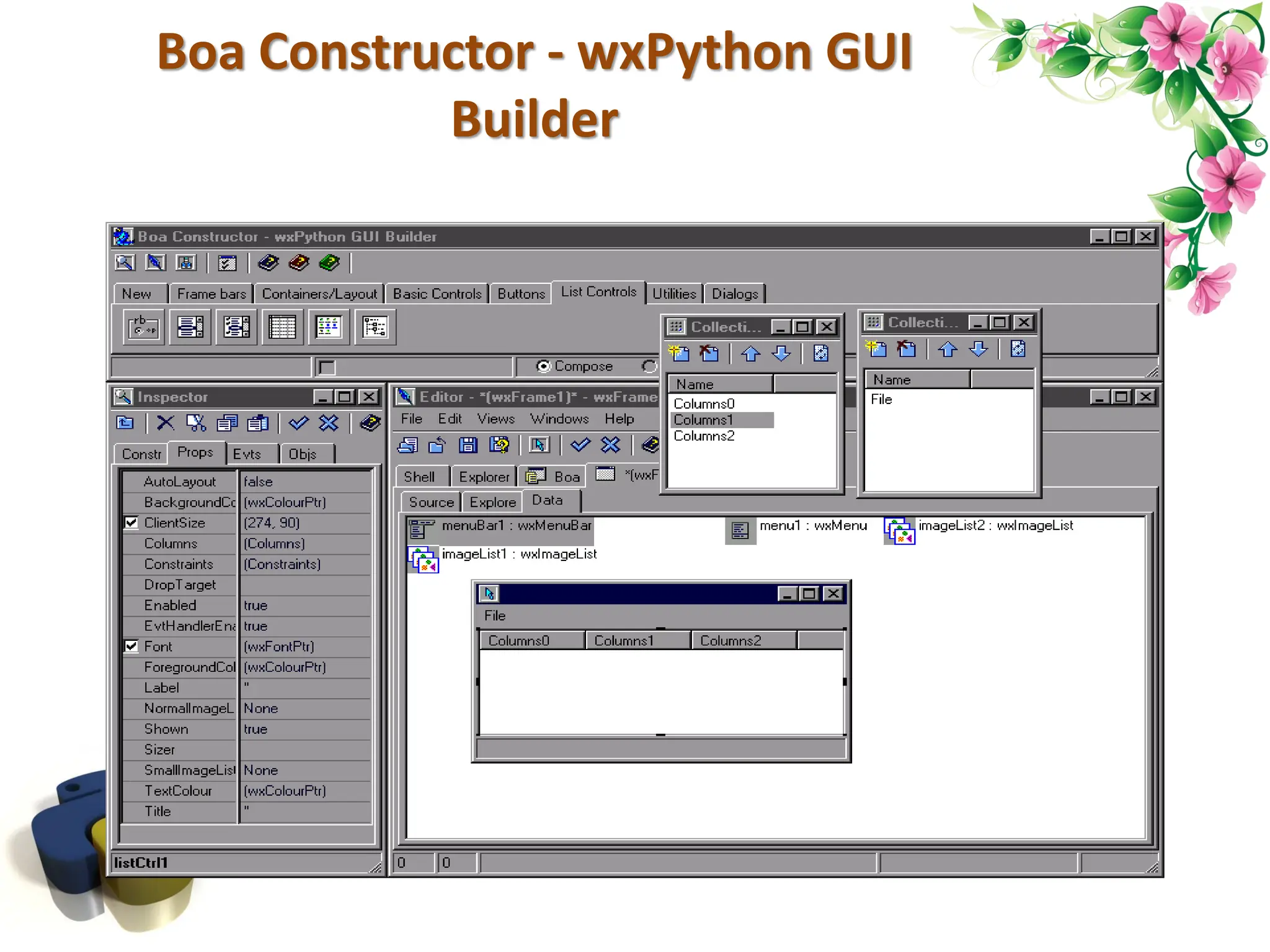 Boa Constructor - wxPython GUI Builder 