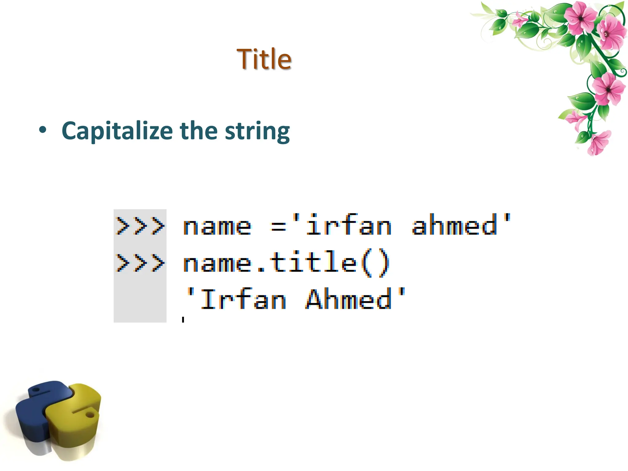 Title • Capitalize the string 