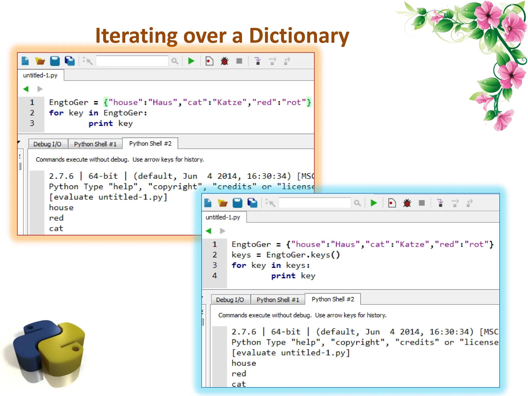 Iterating over a Dictionary 85 