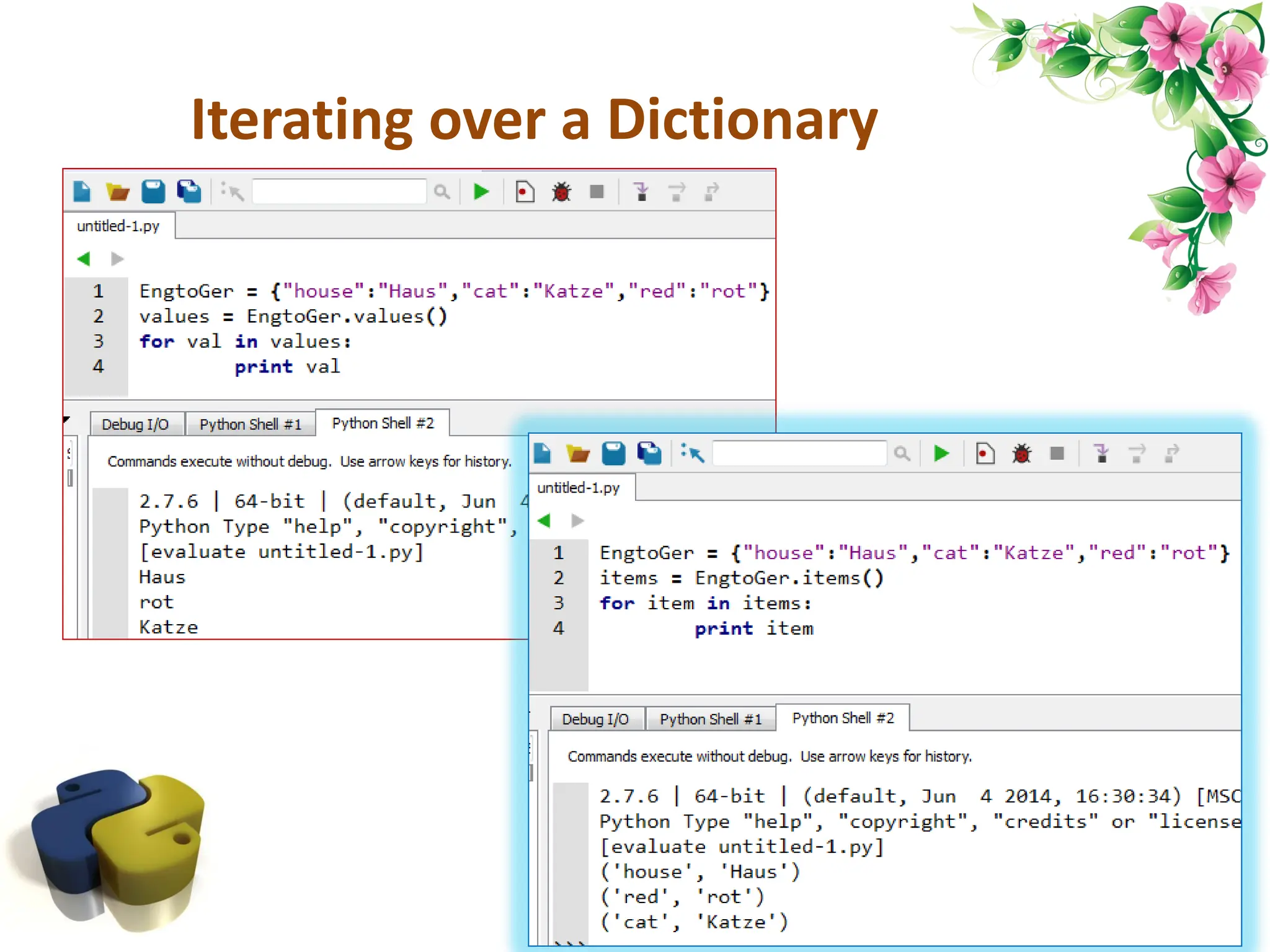 Iterating over a Dictionary 86 