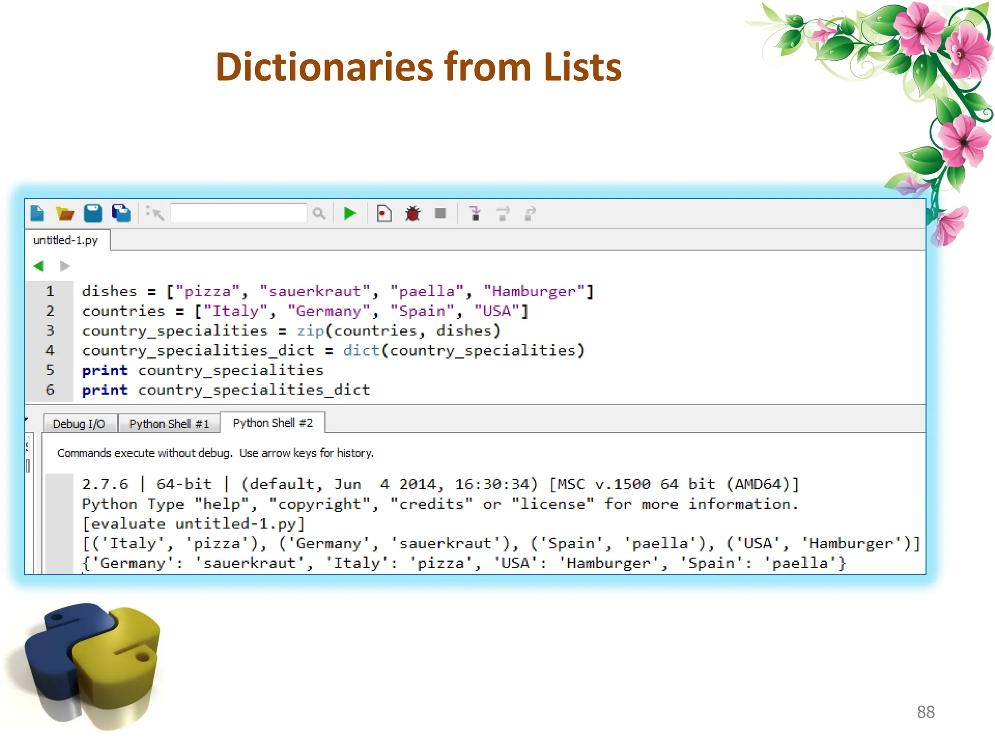 Dictionaries from Lists 88 