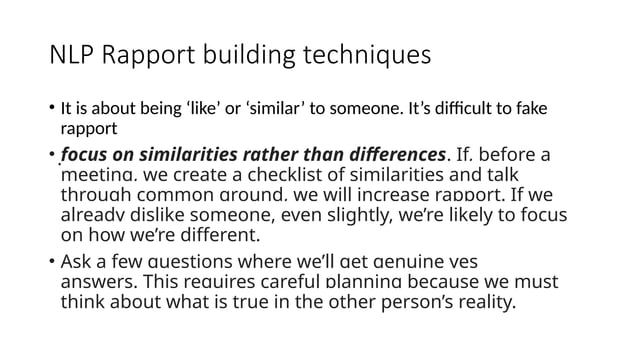 Nlp Build Rapport NLP- Rapport Building (LCOO).pptx******** | PPTX | Mental Health ...