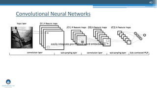 40
Convolutional Neural Networks
easily integrate pre-trained word embeddings
 