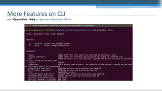 More Features on CLI
use >Qusandbox -help to get more features’ detail
 