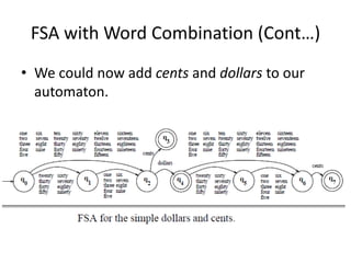 FSA with Word Combination (Cont…)
• We could now add cents and dollars to our
automaton.
 