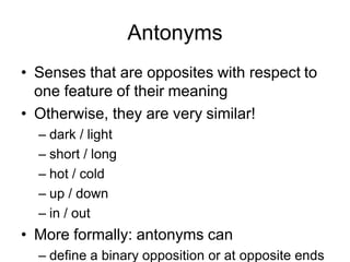 Antonymous Semantic Analysis Natural Language Processing | PPTX