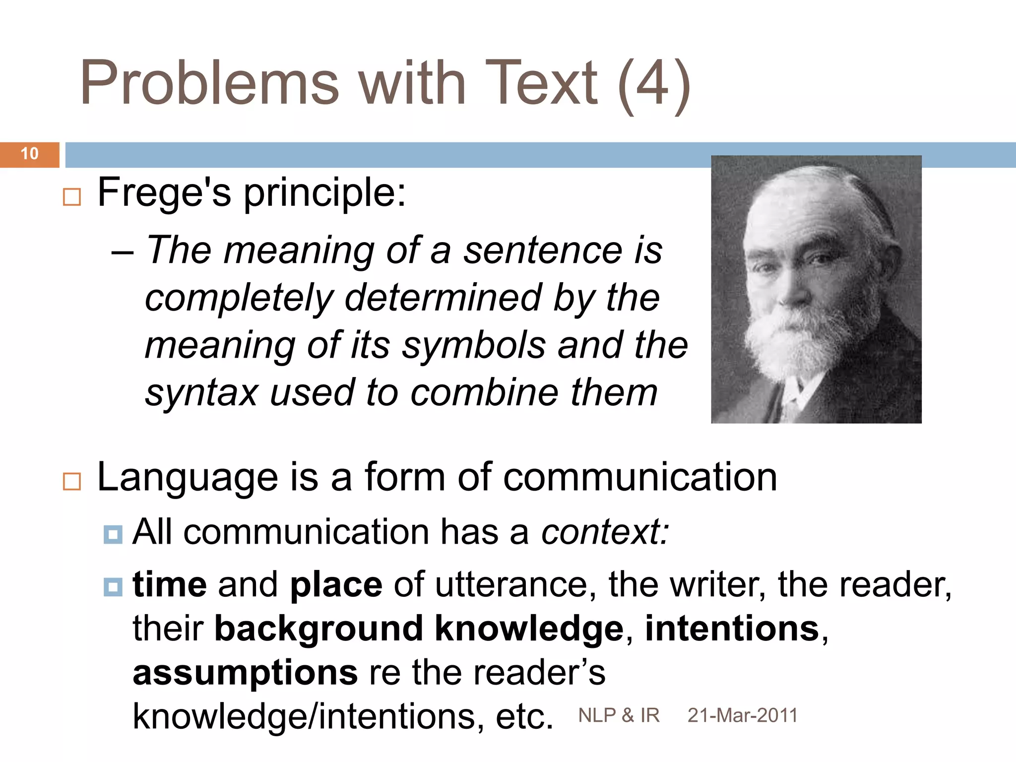 Problems with Text (4)Frege's principle: 