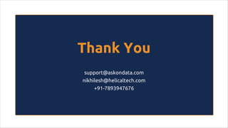 Contact Information
Thank You
support@askondata.com
nikhilesh@helicaltech.com
+91-7893947676
 