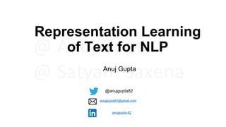 NLP Bootcamp 2018 : Representation Learning of text for NLP | PDF
