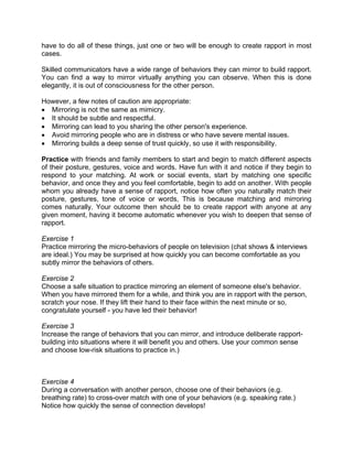 Nlp Build Rapport Nlp communication skills! | PDF