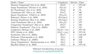 “Efficient Transformers: A Survey”
https://arxiv.org/abs/2009.06732
 