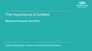 Meltwater Budapest, April 2016
The importance of entities
Babak Rasolzadeh, Director of Data Science Research
 