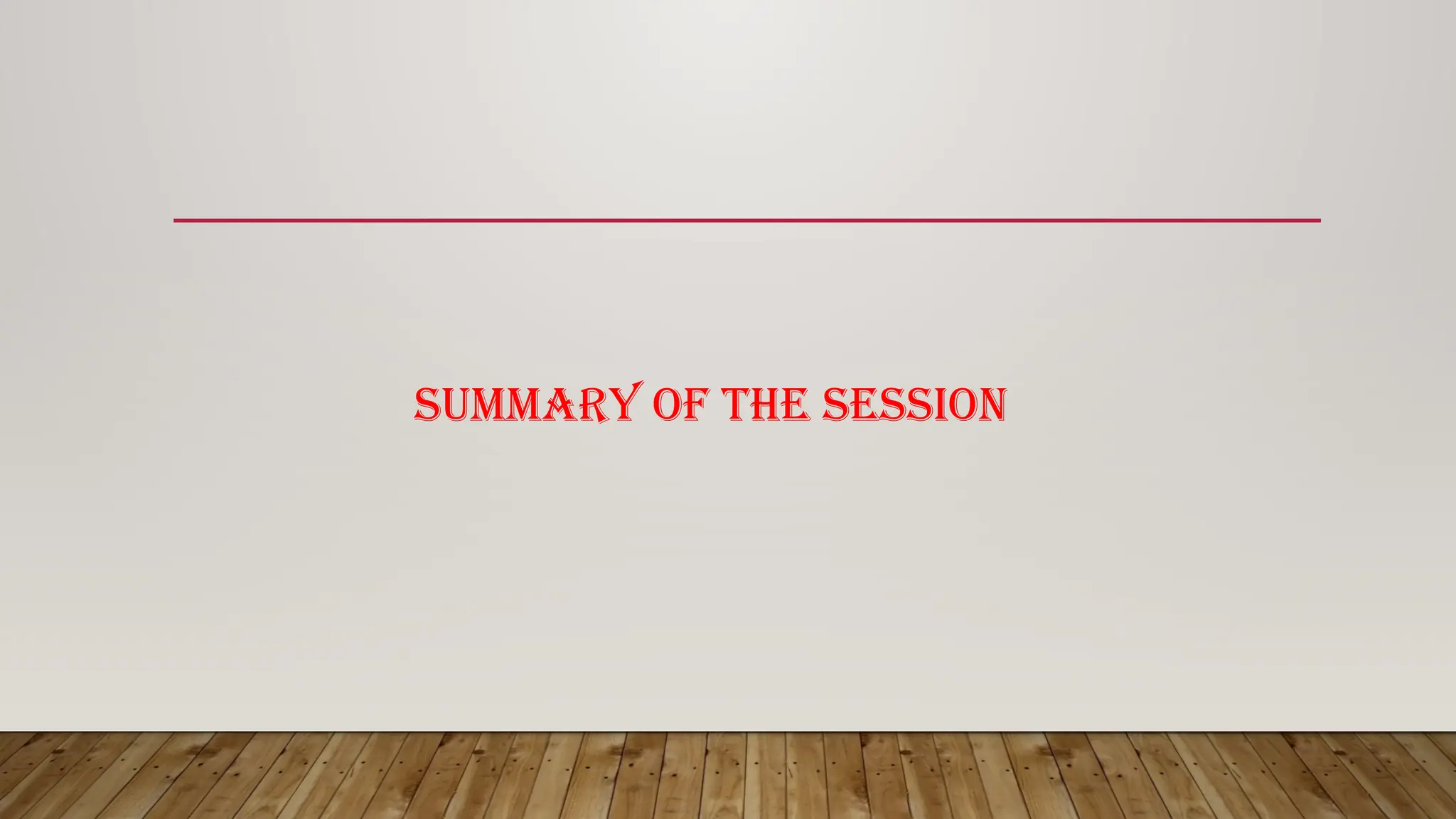 SUMMARY OF THE SESSION
 