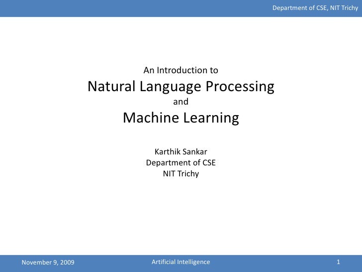 natural language processing and machine learning