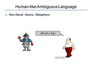 Human-likeAmbiguousLanguage
Break a leg!
Non-literal: Idioms, Metaphors
 