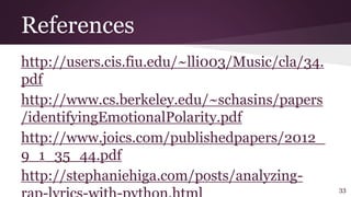Sentiment analysis of song lyrics | PPTX