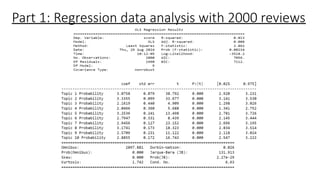 Part 1: Regression data analysis with 2000 reviews
 