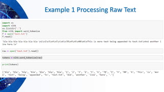 Example 1 Processing Raw Text
 